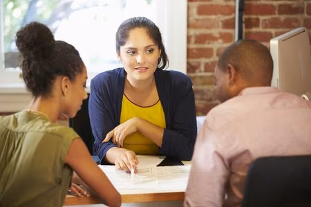 Meeting between 2 females and one male