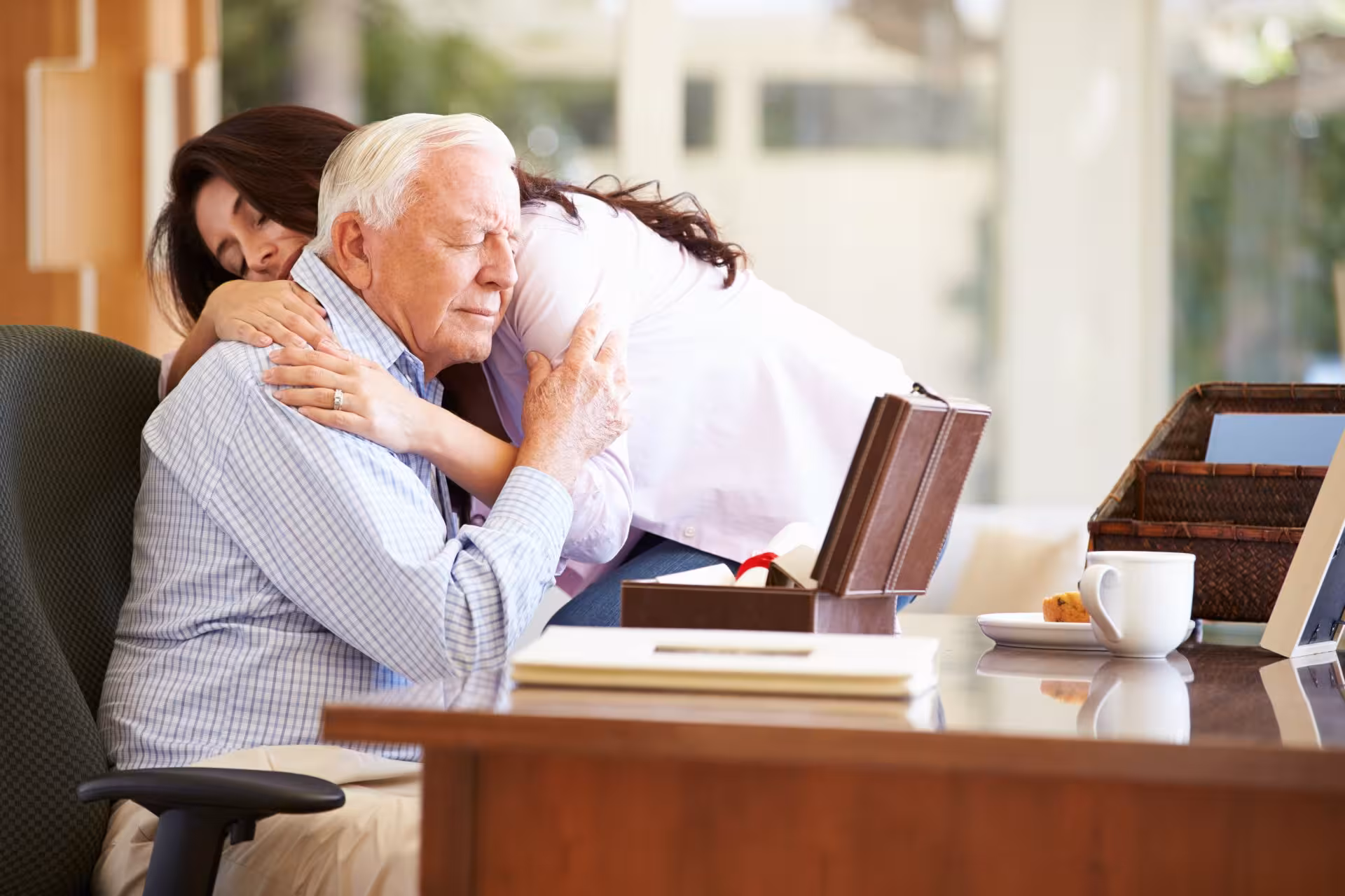 Father and daughter hugging