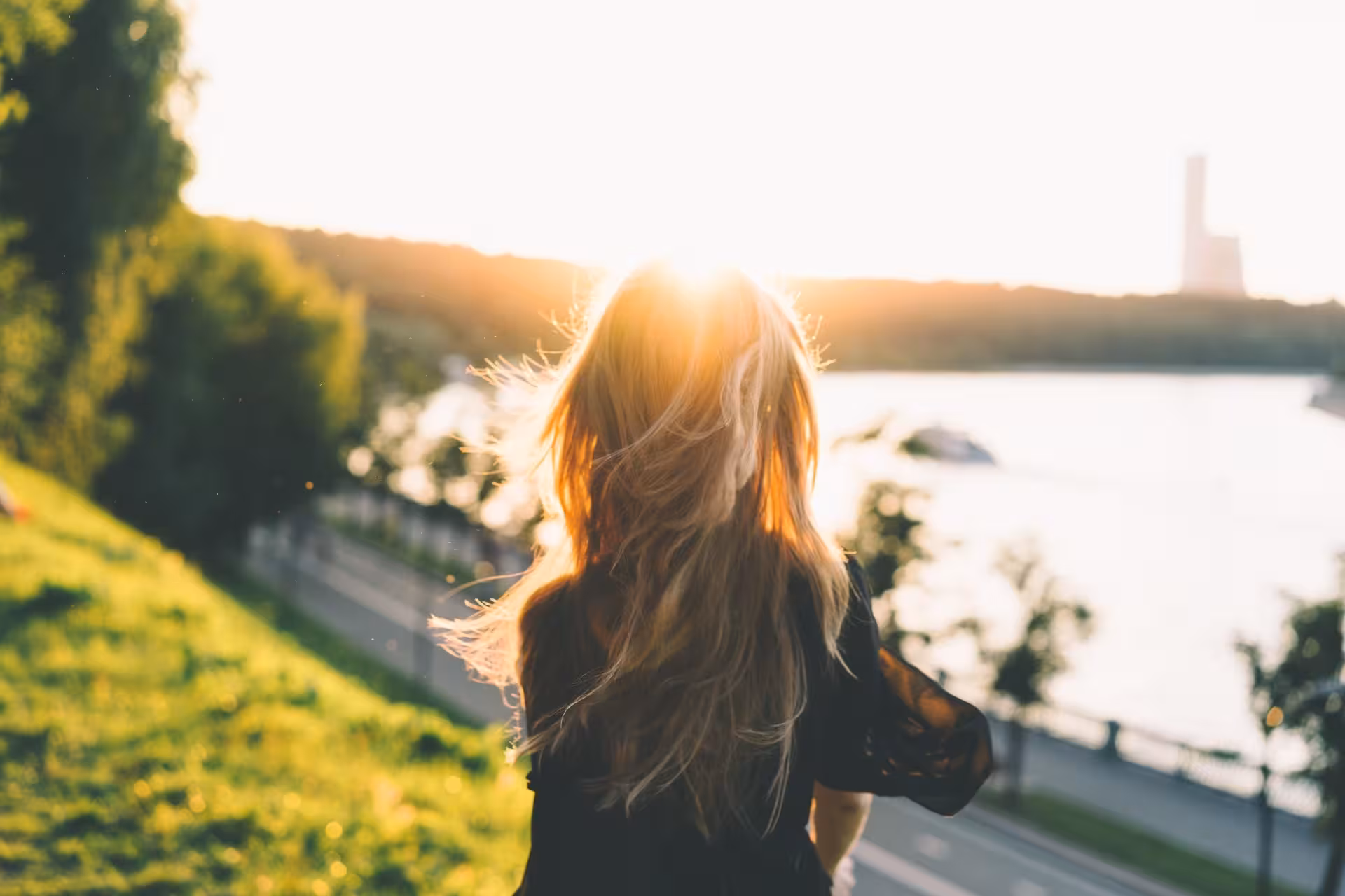 Girl looking at a sunset